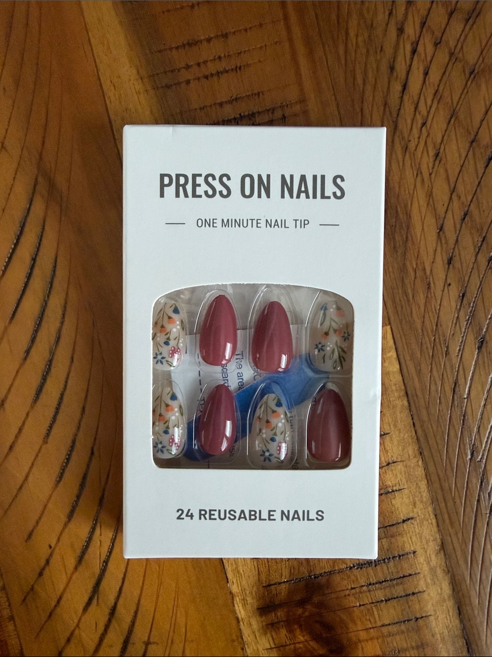 NWT Press On Nails - Mauve and Floral Reusable Nail Set